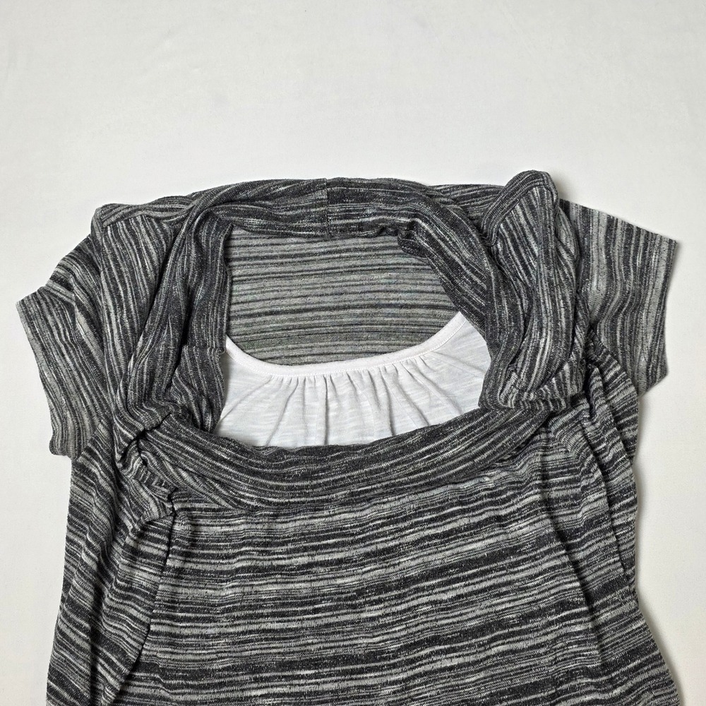 Cato Cowl Neck Top‎ Womens Small Grey Space Dye Short Sleeve Multi Layered Look